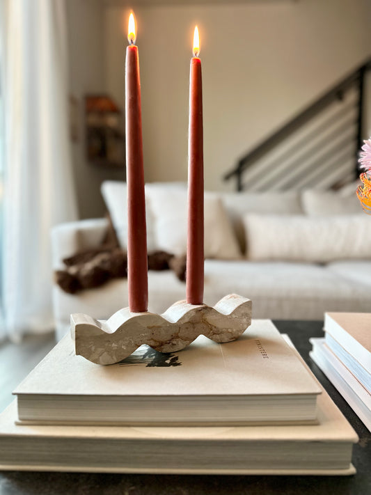 Hand-carved Candelabra in Pearly Soapstone